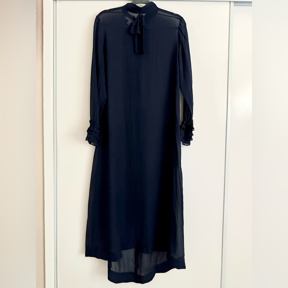 Vintage Style Long-Sleeve Tie-Neck Dress